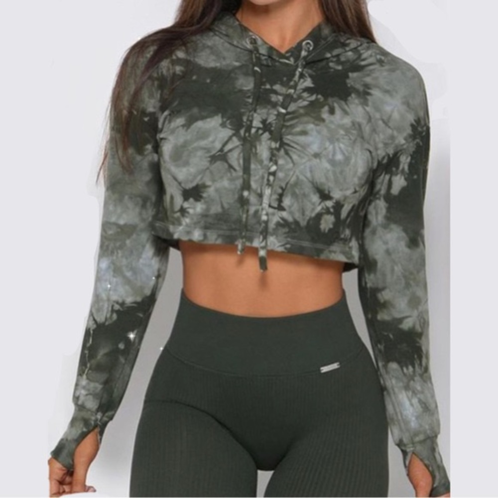Bombshell Sportswear Cotton Spandex Tie Dye Crop Hoodie